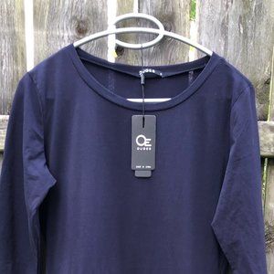 OUGES Navy 3/4 Sleeve Tee Shirt Cotton Shirtwaist Skater DRESS Never Worn M 8 10
